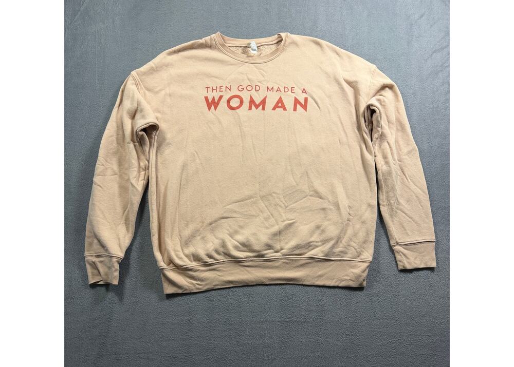 The Light Blonde Then God Made A Woman Sweatshirt Tan Graphic Crewneck Size L